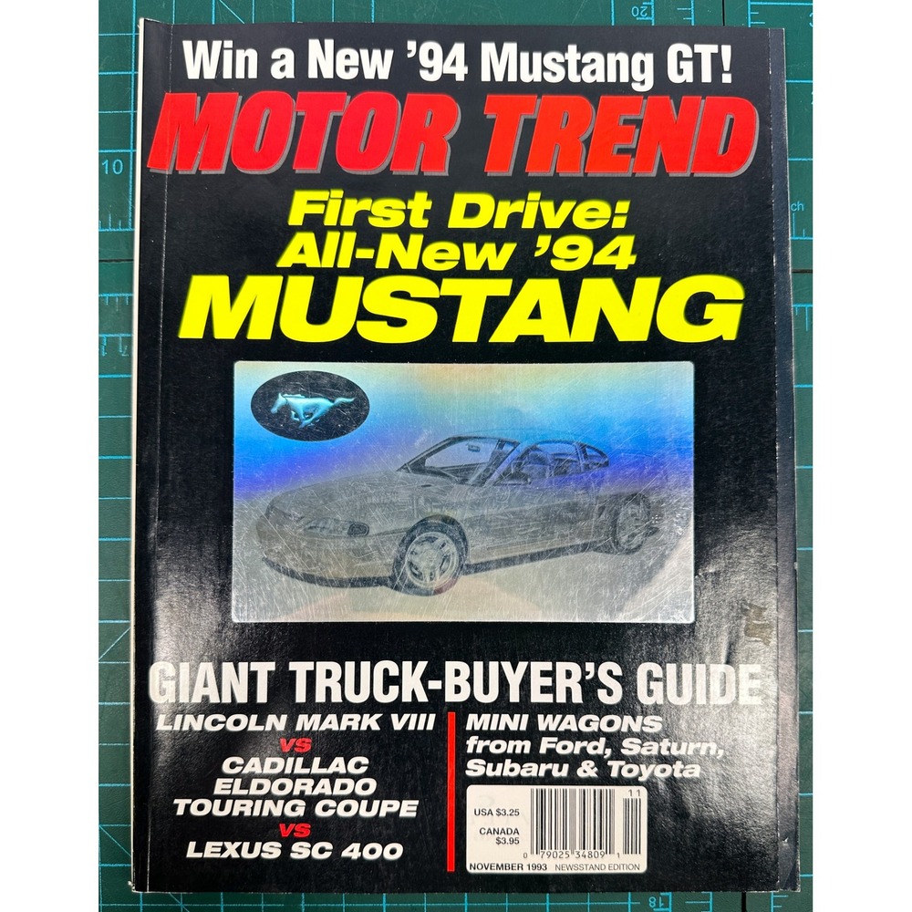 Motor Trend Magazine November 1993 1994 Ford Mustang GT First Drive Newsstand